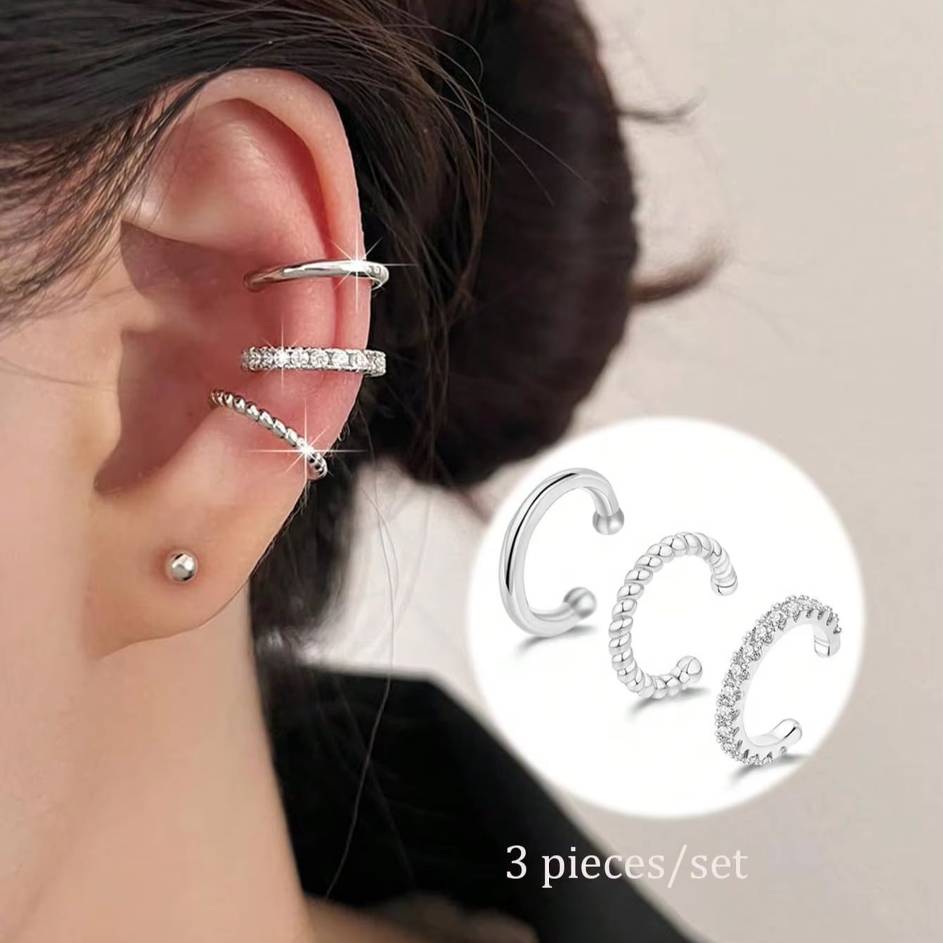 Body Jewelry Hypoallergenic - 3 шт. серьг-каффов для женщин, модные,
