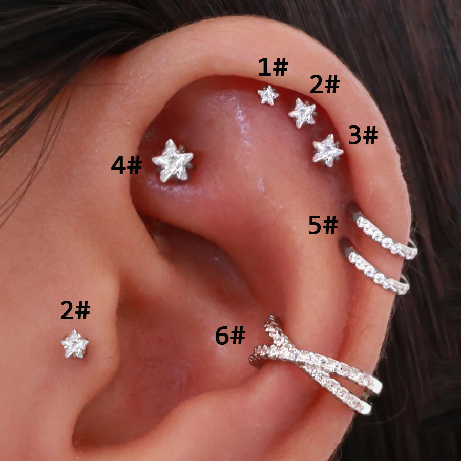 Body Jewelry Trend - Женские серьги-спирали со звездами, 1 шт.,