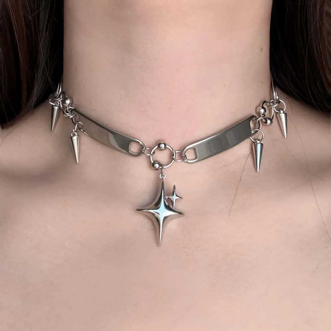 Daith Heart Ring - Панк-чокер с заклепками, рок-украшение, аксессуар в