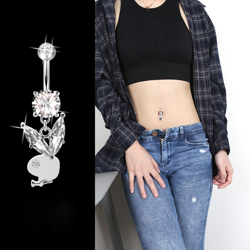 Body Jewelry Hypoallergenic - Гипоаллергенный 925 пробы, Серебряный кролик, пирсинг-серьги