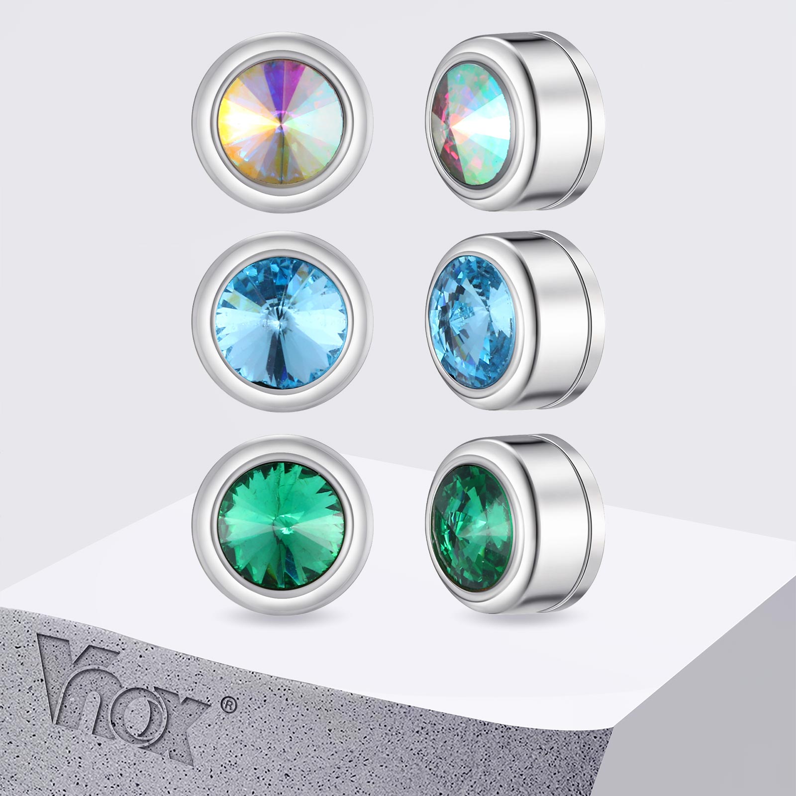 Body Jewelry Hypoallergenic - Мужские магнитные серьги-гвоздики Vnox с цирконием,