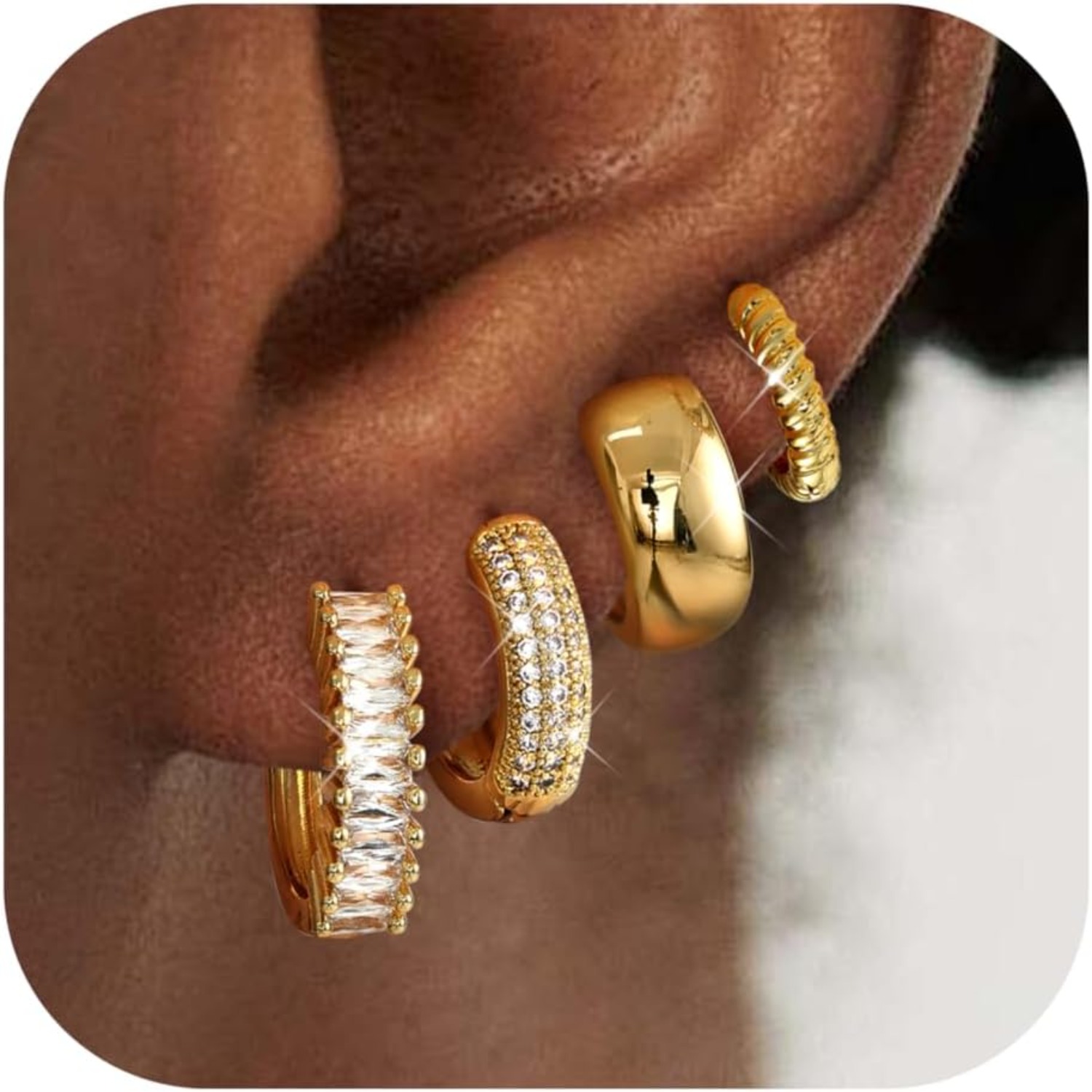 Body Jewelry Trend - ORAZIO 4 пары позолоченных 14-каратным золотом