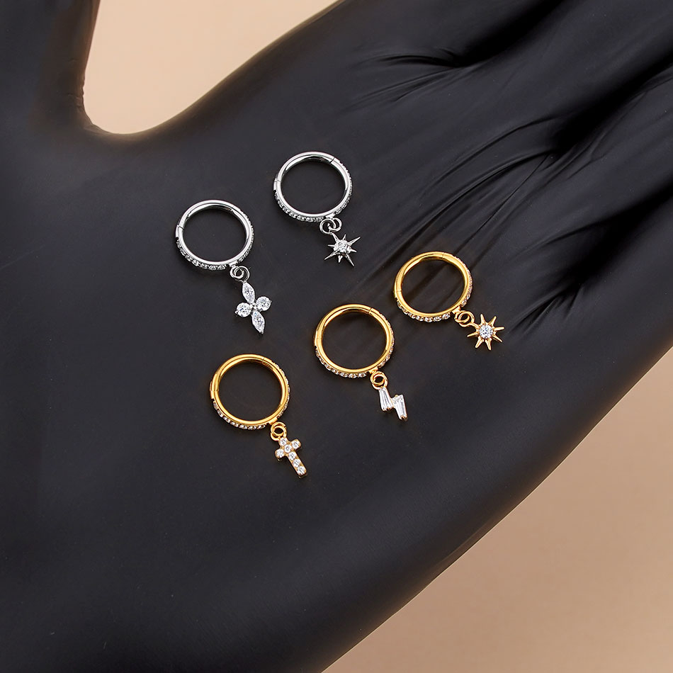 5 пар титановых серег-колец с  – обзор и цена Body Jewelry Trend