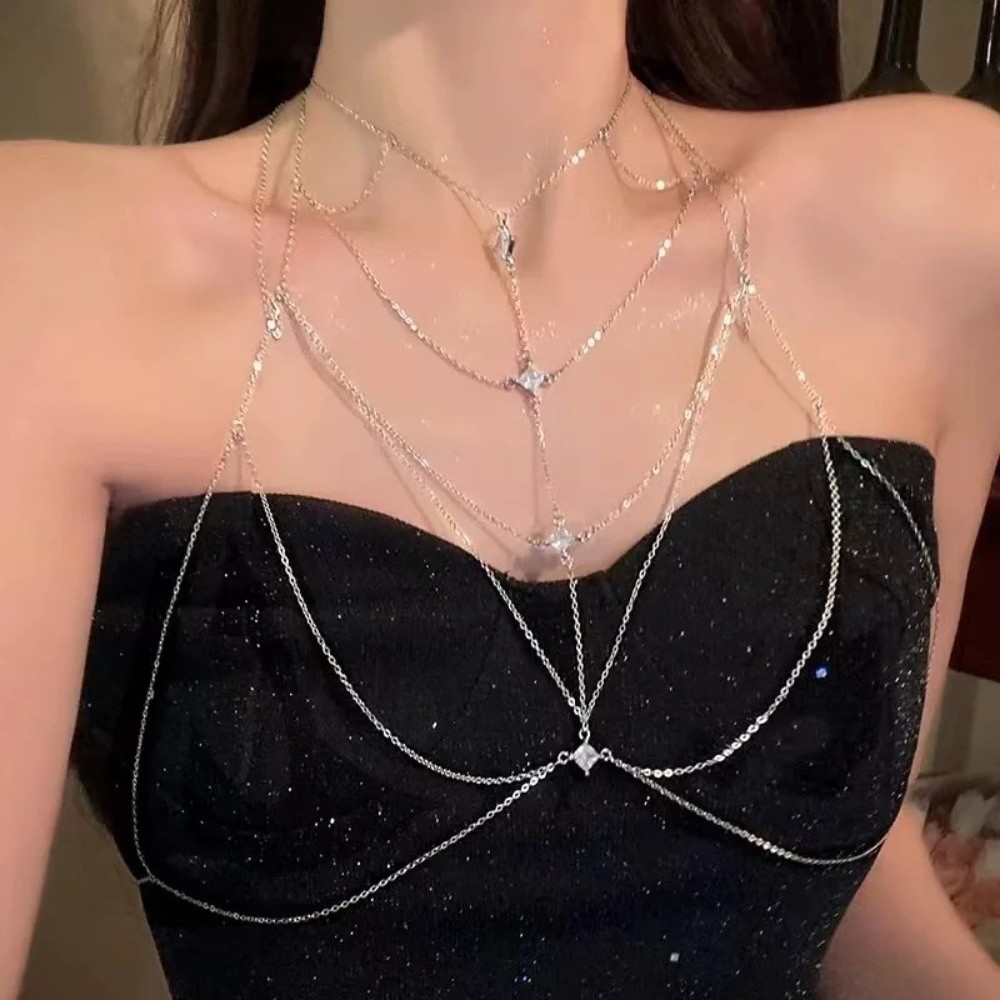 Блестящая цепочка на грудь с к – обзор и цена Body Jewelry Trend