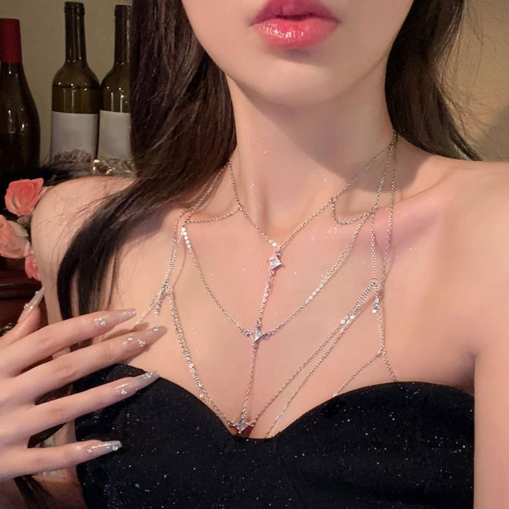 Блестящая цепочка на грудь с к – обзор и цена Body Jewelry Trend
