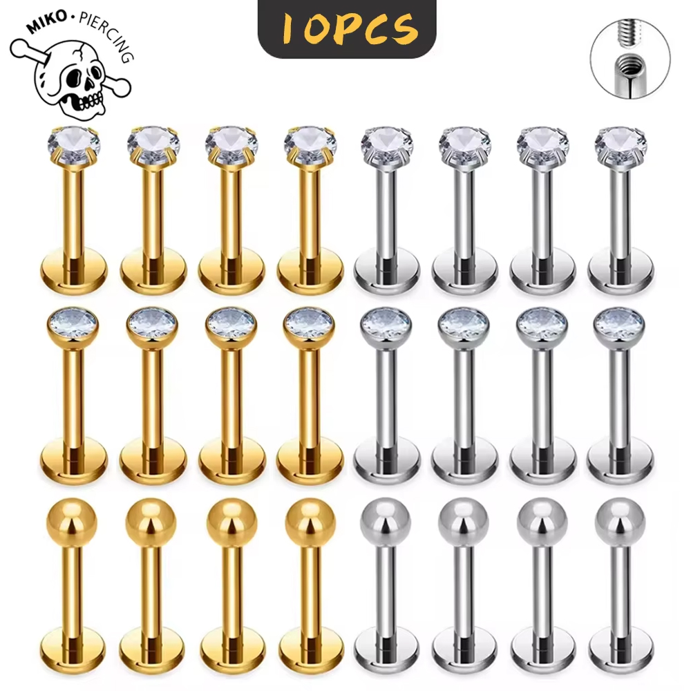 10 шт. титановых лабретов ASTM – обзор и цена Belly Bar Titanium