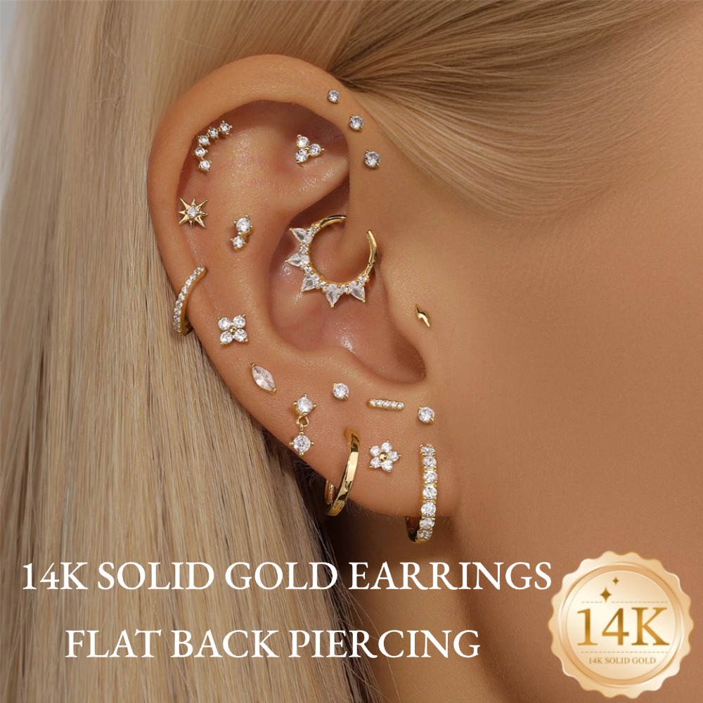 DIeSchein 14K Золотой серьга-к – обзор и цена Body Jewelry Hypoallergenic