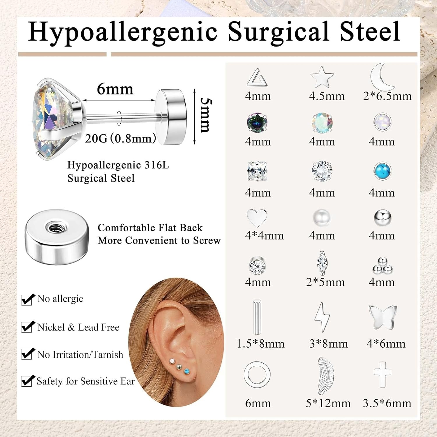 Florideco 1 пара гипоаллергенн – обзор и цена Body Jewelry Hypoallergenic