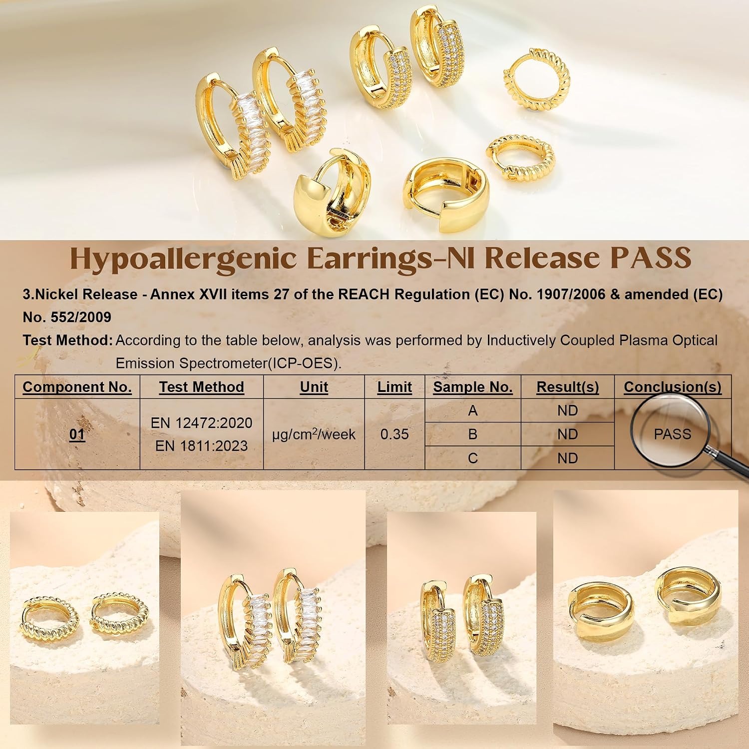 ORAZIO 4 пары позолоченных 14- – обзор и цена Body Jewelry Trend